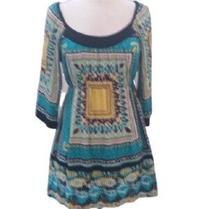 Andrea Behar Tunic Blouse, Multicolor, Size Medium